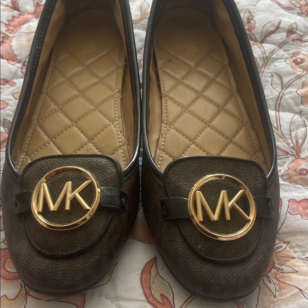 Michael Kors Dark Brown Loafers with Gold Accents